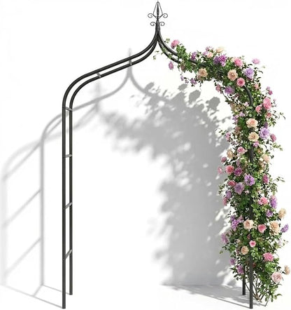Thick Gothic Pointed Metal Garden Arch Rust-Proof for Climbing Vines Roses | 8.5 ft H x 4.8 ft W, 16mm Steel Tube Arbor for Plants, Clematis, Jasmine, Party Decor for Wedding, Halloween, Christmas