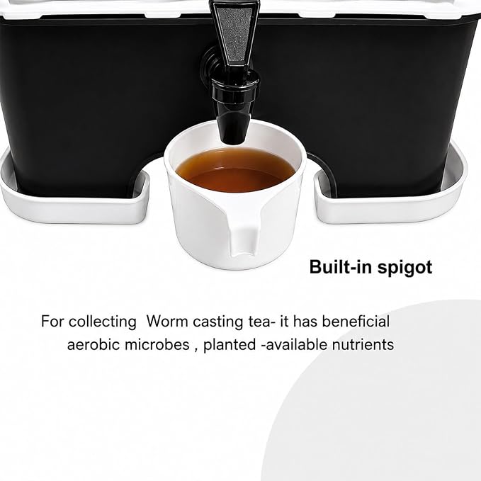 The Original VermiHut® Plus 5-Tray Worm Composter – Indoor & Outdoor Vermicomposting Bin | Sustainable Design for Food Waste Recycling- Black