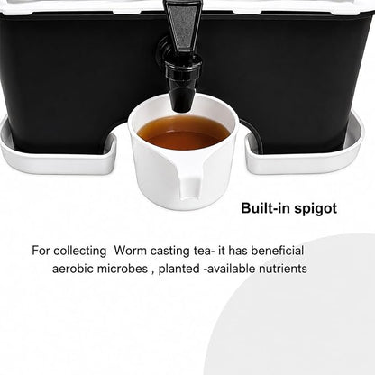 The Original VermiHut® Plus 5-Tray Worm Composter – Indoor & Outdoor Vermicomposting Bin | Sustainable Design for Food Waste Recycling- Black