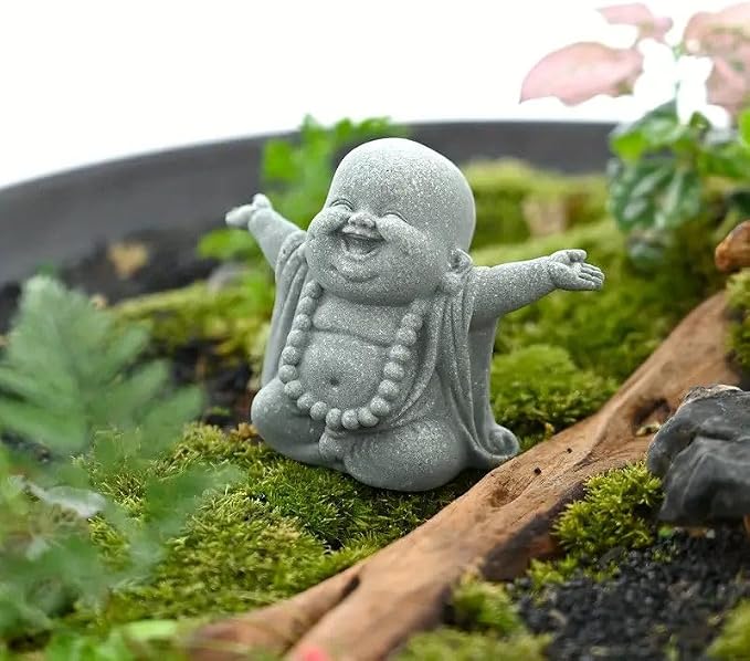 livelyfish Buddha Fish Tank Decor Asian Stone Buddha Figurines for Aquarium Zen Garden Fish Tank Statue Decorations Mini Stone Buddha Zen Garden Sculptures Decor,Gift, E