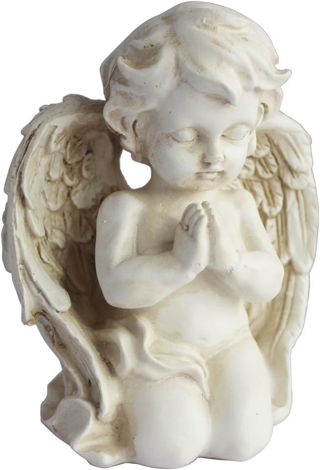 Vintage Kneeling Praying Cherub Statue Indoor Outdoor Home Garden Decoration Wings Angel Statue Memorial Sculpture