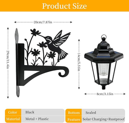 VOOKRY Solar Wall Lanterns Outdoor, Waterproof 2 Pack Hanging Lights with Hummingbird Hooks, Wall Mount Sconce with 3 Solar Panels for Patio Porch Yard Garden Decor, Dusk to Dawn 2700K Warm White