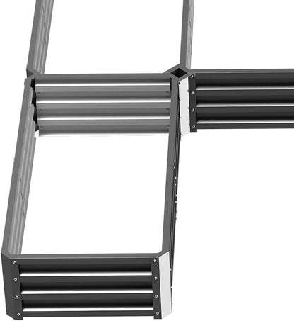 Outsunny 8 x 8ft DIY Raised Garden Bed, Large Galvanized Steel Planter Box with 5 Compartments, for Outdoor Plants, Vegetables, Flowers, Herbs, Easy Assembly, Gray