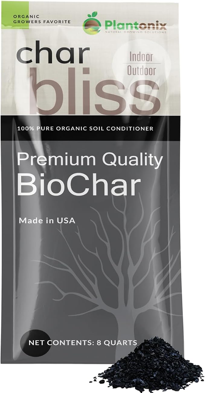 Char Bliss (8 Qts) - Organic Biochar for Plants - OMRI-Listed Biochar Soil Amendment Organic - Bio Char for Plants - Horticultural Charcoal for Plants, Potting Soil, Garden Soil, & Potting Mixes | OMRI-Listed BioChar Plant Charcoal - Charcoal for Plant...