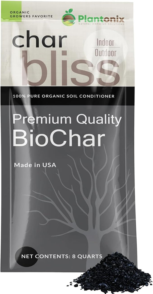 Char Bliss (8 Qts) - Organic Biochar for Plants - OMRI-Listed Biochar Soil Amendment Organic - Bio Char for Plants - Horticultural Charcoal for Plants, Potting Soil, Garden Soil, & Potting Mixes | OMRI-Listed BioChar Plant Charcoal - Charcoal for Plant...