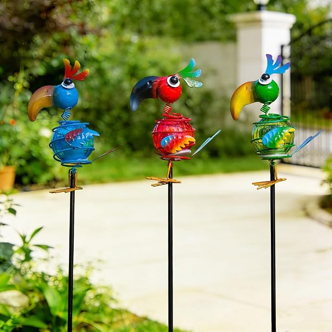 Viveta 3 Pack Garden Solar Lights, Bird Solar Figurine Lights Stake | Decorative Outdoor Solar Lights Waterproof for Garden Pathway Patio