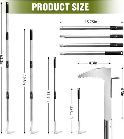 Crack Weeder Crevice Weeding Tool with Adjustable Handle Manual Weed Puller Tool Stainless Steel Crevice Weed Puller for Garden Backyard Sidewalk