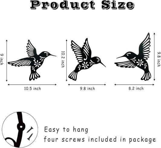 Metal Bird Wall Art Decor- Hummingbird Wall Art Silhouette Outdoor Wall Decor Art for Your Patio, Garden, and Home Metal Art Decor, Indoor and Outdoor Hanging