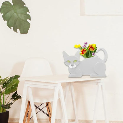 White Cat Planter Pots, 12.5 x 5.6 x 7.8 Inches | Cat Flower Pot, Cute Animal Shaped Plant Pot, Gifts for Women & Pet Lovers, Indoor Outdoor Garden Home Office Decor