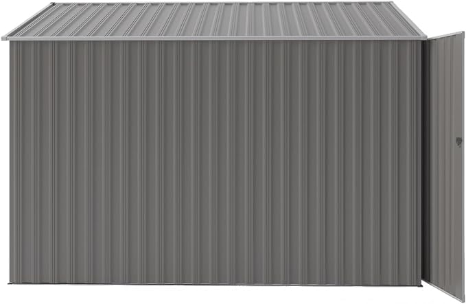 YOPTO 4×8 FT Outdoor Metal Storage Shed,Heavy-Duty Lean to Storage Shed with Lockable Single Side Hinge Door,Waterproof Metal Storage Tool House W/Sloping Roof,Air Vent&Protect Film,for Backyard,Gray