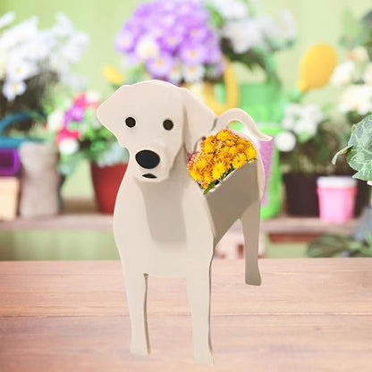 White Labrador Dog Planter Pots, 9.84 x 7.87x 17 Inches | Large Dog Flower Pot, Cute Animal Shaped Plant Pot, Gifts for Women & Pet Lovers, Indoor Outdoor Garden Home Office Decor