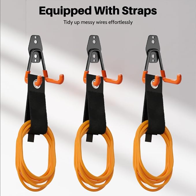Wallavant Garage Hooks Heavy Duty 14 Pack Utility Wall Mount Storage Hangers with Mop Broom Holders Extension Cord Holder Organizer for Power Tool Garden Tool Ladder Hose