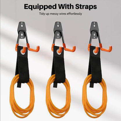 Wallavant Garage Hooks Heavy Duty 14 Pack Utility Wall Mount Storage Hangers with Mop Broom Holders Extension Cord Holder Organizer for Power Tool Garden Tool Ladder Hose