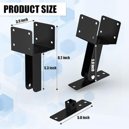 JEXALINE 3Pcs Roof Riser Brackets Kit,Pergola Roof Riser Beam Bracket,Heavy Duty Pergola Brackets,Adjustable Saddle Roof Riser Post for Gazebo -Includes Screws