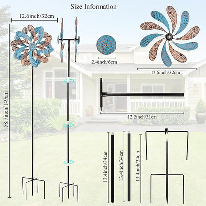Viveta Wind Spinner for Yard and Garden, Kinetic Wind Spinners | 58.7*12.6" Metal Windmills for Outside Yard Patio Lawn Decor