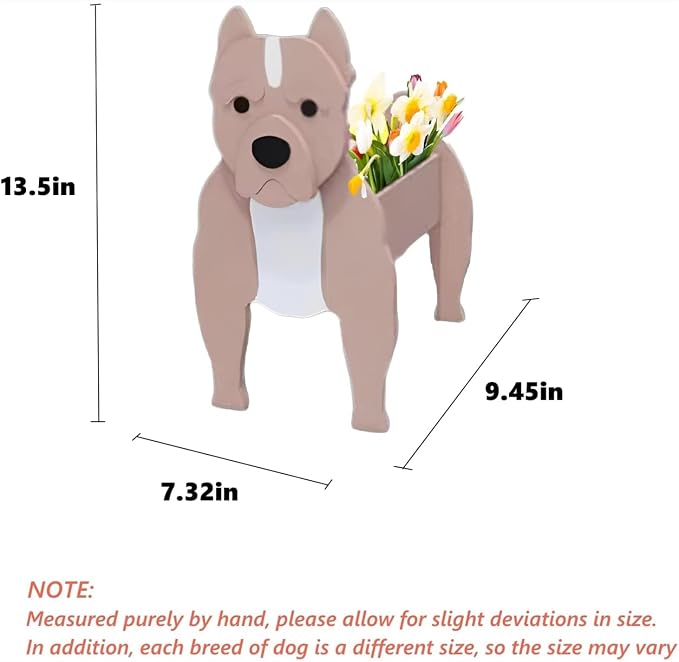 Bulldog Dog Planter Pots, 9.45 x 7.32 x 13.5 Inches | Dog Flower Pot, Cute Animal Shaped Plant Pot, Gifts for Women & Pet Lovers, Indoor Outdoor Garden Home Office Decor