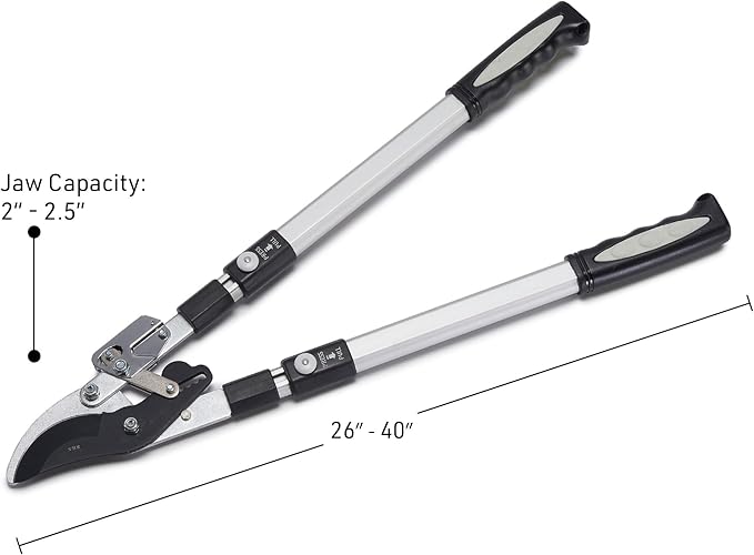 Tree Trimmer Loppers - Double Ratcheting Bypass Pruners - Extendable 26" - 40" Long Handles - Loppers for Tree Trimming Heavy Duty by Kings County Tools