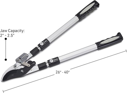 Tree Trimmer Loppers - Double Ratcheting Bypass Pruners - Extendable 26" - 40" Long Handles - Loppers for Tree Trimming Heavy Duty by Kings County Tools