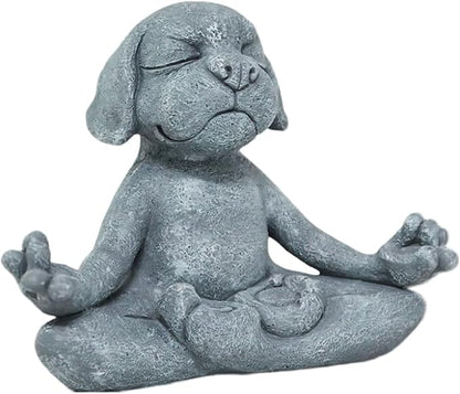 Meditating Dog Statue Buddha, Zen Dog, Zen Garden Frog Figurines for Home and Garden Decor, Frog Decorations Gift Ideas for Desk Office Bedroom Outdoor Yard Lawn (Dog)