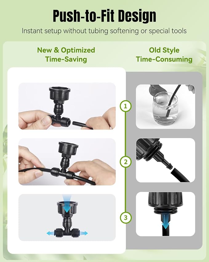 Pawfly 10 Pcs 3/4" to 1/4" Drip Irrigation Faucet Adapters, Quick Connect 3/4" FHT Faucet to 1/4" Tubing Connectors, Push-to-Fit Garden Hose Adapters, Anti-Leak Drip Irrigation Hose Connectors
