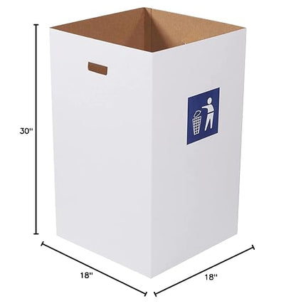 Box USA 40 Gallon 18" L x 18" W x 30" H 10-Pack Cardboard Trash Cans and Recycling Bins, Reusable or Disposable Pop Up Garbage Boxes for Parties, Outdoor Events, Heavy Duty, Waste
