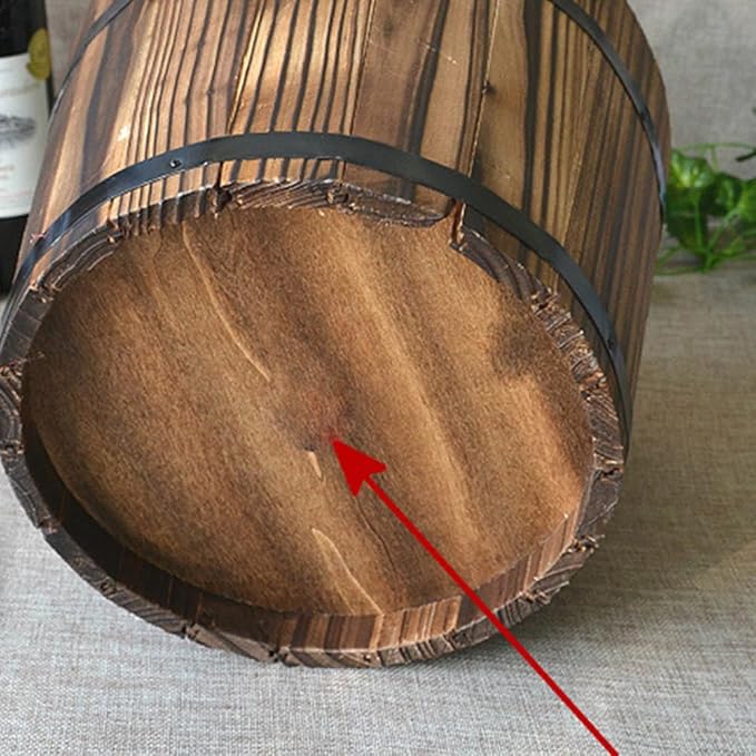 Healeved Wooden Round Barrel Flower Pot Planter with Breathable Bottom Hole for Home Office Garden Decor 7.08X5.9 Inches