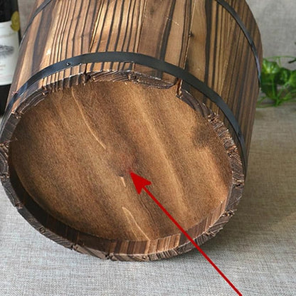Healeved Wooden Round Barrel Flower Pot Planter with Breathable Bottom Hole for Home Office Garden Decor 7.08X5.9 Inches