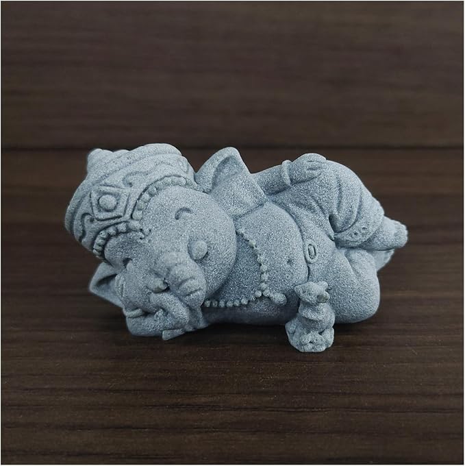 livelyfish Small Elephant Statue Sandstone Figurine Hindu Meditation Buddha Sculpture for Fish Tank Aquarium Decoration (G)
