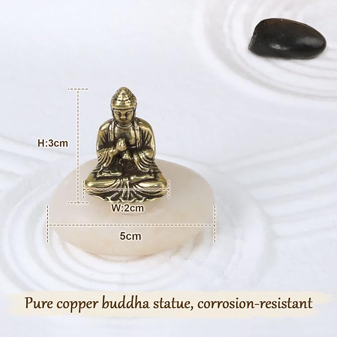 Mini Zen Garden for Desk Buddha | 11 x 7.5 in Desktop Sand Tray with Buddha, Japanese Meditation Gift Set for Home, Office, Therapy Room & Desk Decor