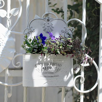 All Chic Metal Wall Planter Wall Mount Planter Wall Vases for Flowers Shabby Chic Wall Decor for Rustic Farmhouse Wall Outdoor Decor (White)…