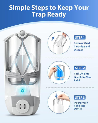 UBeesize 12 Pack Insect Trap Refill Cartridges, 2026 Upgraded Strong Adhesive Refills for Indoor Plug-in Bug Traps, Compatible with M364 and Max Devices, Easy to Replace and Long Lasting
