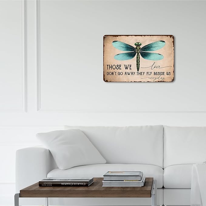mmiishe Vintage Metal Garden Signs Plant Accessories Dragonfly Gifts for Women Men Gardeners Rustic Metal Wall Art for Home Gate Garden Cafes Patio Porch 8x12 Inches Birthday Anniversary Decoration