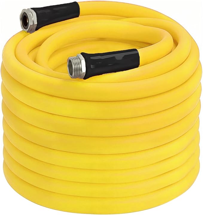 T TOVIA Garden Hose 100 ft x 5/8 in,All Weather Hybrid Water Hose,Lightweight,Kink Free.Flexible Garden Hose with 3/4'' Aluminum Fittings,Watering Equipment for Outdoor, Backyard, Lawn