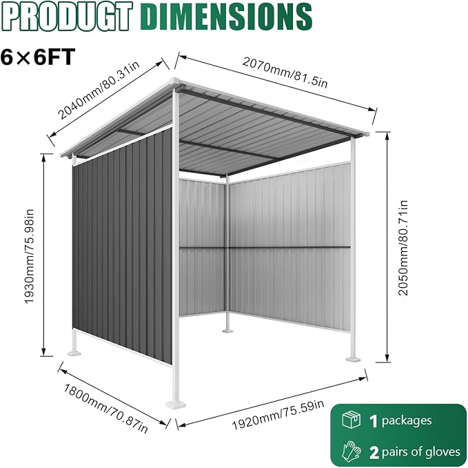 6x6FT Open Air Storage Shelter, Metal Outdoor Garden Shed, Doorless Patio Organizer for Bikes Motorcycle BBQ Tools Pet House Weather Resistant Backyard Storage Cover Canopy Utility Shelter