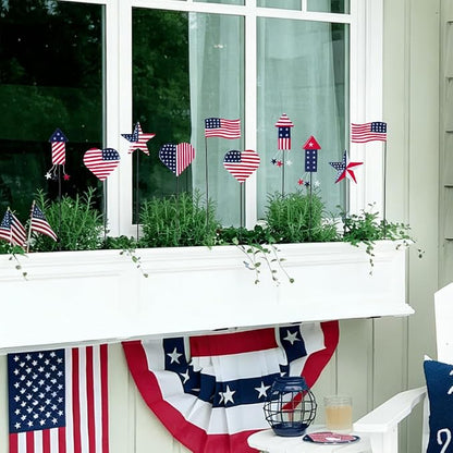 hogardeck 4th of July Decorations Outdoor, 10 PCS Metal Patriot Star Firework Decorative Garden Stakes for Fourth of July Decorations, Patriotic Yard Signs for Garden, Porch, Patio, Flower Beds
