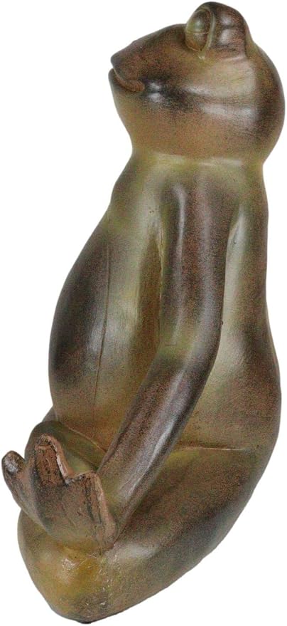Ebros Gift Rustic Zen Meditation Contented Yoga Frog Garden Statue Meditating Buddha Frog Wisdom Koan Decorative Sculpture 14" Long