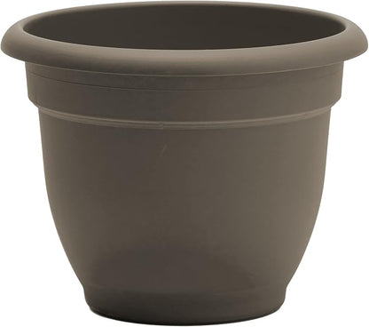 Bloem Ariana 10" Plastic Self-Watering Planter, Peppercorn, 2-Pack | Self-watering disk at the bottom of each pot that acts as a water wick and reservoir for optimal plant health