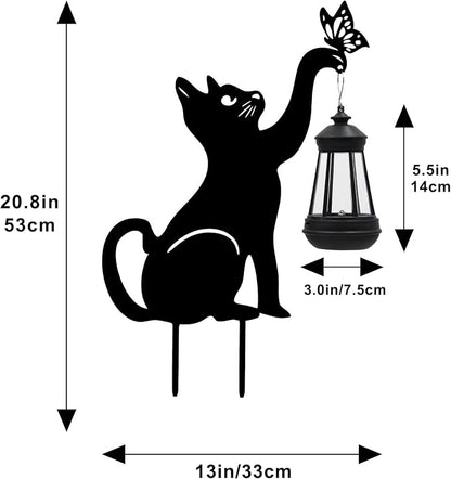 twinbling Black Cat Yard Decorations Outdoor - Solar Lights Outdoor Garden Decor Stake with Butterfly Decorative Metal Housewarming Ornament for Pathway Lawn Patio – Unique Gift for Woman Mom Grandma