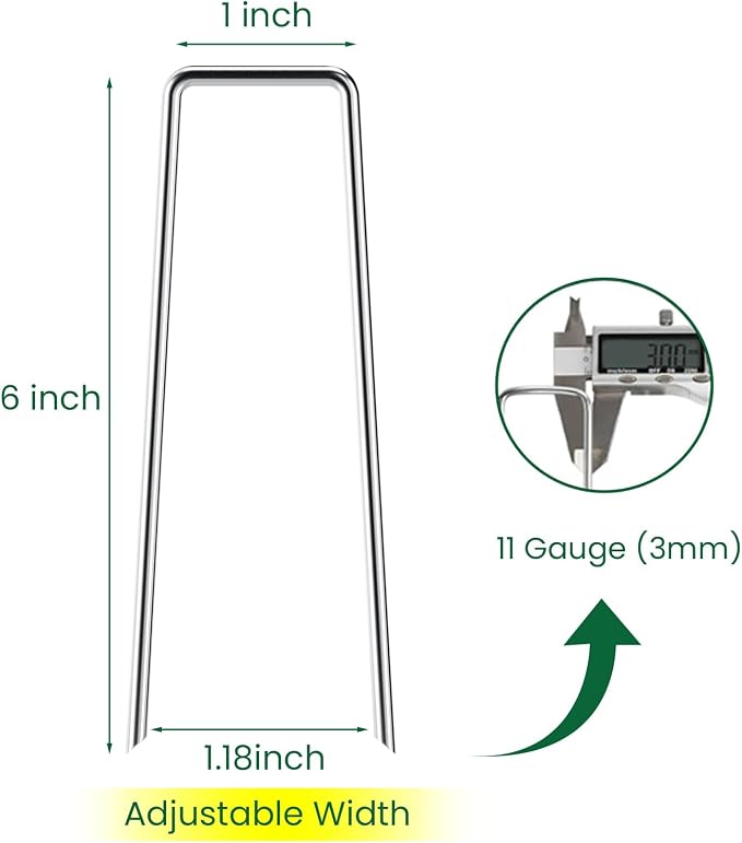 6 Inches Galvanized Garden Staples, Metal Tent StakeHeavy Duty U-Shaped Pins and Landscaping Staples for Sod Anchoring Landscape Fabric Irrigation Tubing (100, Silver)