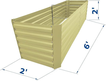 6x2x2FT Beige Metal Raised Garden Bed Kit, Galvanized Outdoor Planter Box for Vegetables, Flowers, Herbs, Succulents and More