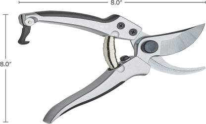 Bypass Pruning Shears for Gardening - 8” Heavy Duty Garden Shears - Spring-Loaded Snap Catch and Ergonomic Grips - Ultra Sharp Rust Resistant Trimming Scissors - Gardening Tools by Kings County Tools