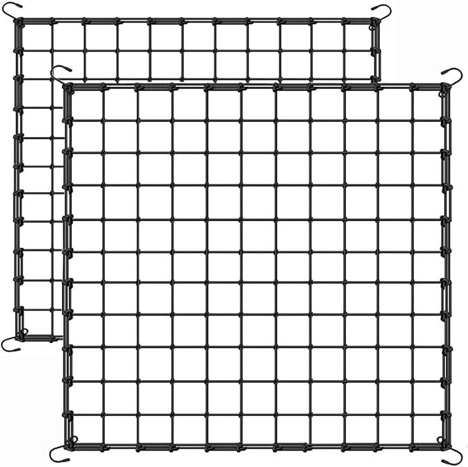 6x6 Ft Elastic Plant Trellis Net - 2-Pack Heavy Duty Garden Support Net with 4 Hooks for Grow Tents, Climbing Vegetables, Fruits & Flowers (Black)