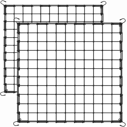 6x6 Ft Elastic Plant Trellis Net - 2-Pack Heavy Duty Garden Support Net with 4 Hooks for Grow Tents, Climbing Vegetables, Fruits & Flowers (Black)