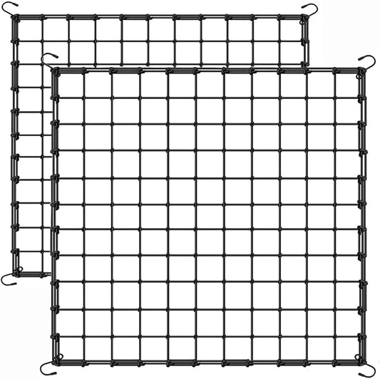 6x6 Ft Elastic Plant Trellis Net - 2-Pack Heavy Duty Garden Support Net with 4 Hooks for Grow Tents, Climbing Vegetables, Fruits & Flowers (Black)