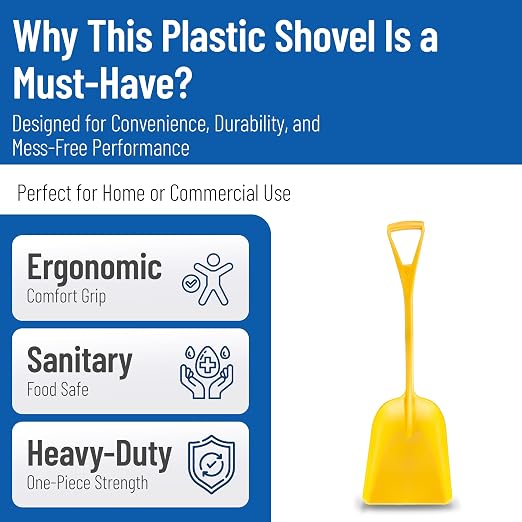 SPARTA Polypropylene Sanitary Shovel, One-Piece Food Handling Scoop, Commercial Kitchen and Bulk Ingredient Transfer Tool, 13.75" x 16.5" Scoop, Yellow (Pack of 3)