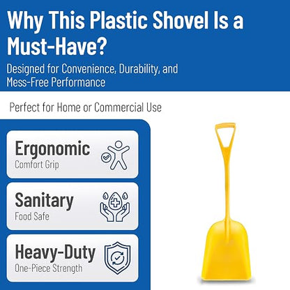 SPARTA Polypropylene Sanitary Shovel, One-Piece Food Handling Scoop, Commercial Kitchen and Bulk Ingredient Transfer Tool, 13.75" x 16.5" Scoop, Yellow (Pack of 3)