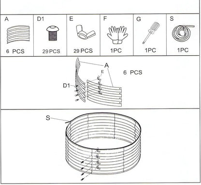 Raised Garden Bed, Metal Planter Box, Oval Shape, Outdoor Planting Flower Herb Vegetable Box (3 PCS of 2x2x1 ft, Green Round)