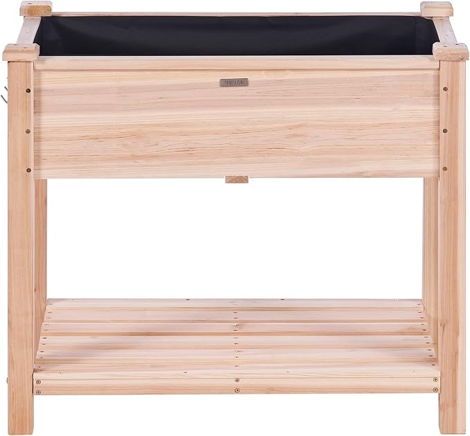 VEVOR Raised Garden Bed 34x18x30in with Sturdy Legs, High End Natural Fir Wood Planter Box Elevated Planting Stand for Backyard/Garden/Patio/Balcony w/Non -Woven Liner & 1 Set of Tool, 165lb Capacity