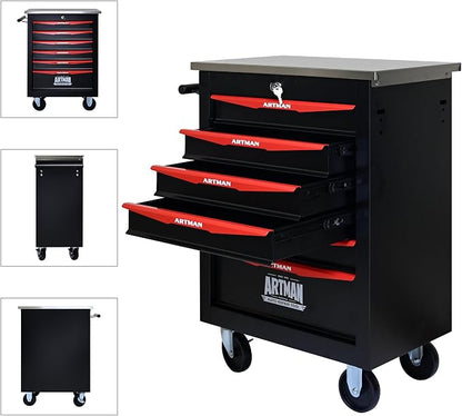 KEIKI 6 Drawers Tool Cart on Wheels,Multifunctional Rolling Tool Chest Tool Storage,Drawers Rolling Tool Trolley Organizer Tool Case for Garage, Warehouse, Workshop, Repair Shop (Black)