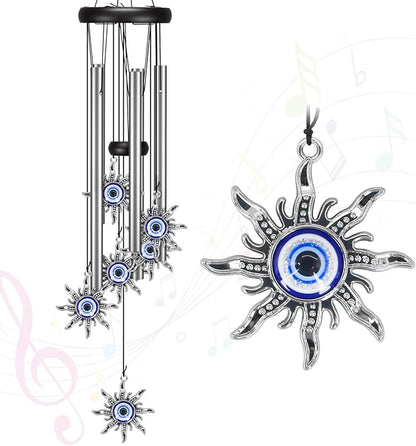 Virekm Windchimes Outdoors,Wind Chimes for Outside Clearance, Wind Chime with Natural Sounds, Outdoor/Indoor Decorations for Patio, Porch, Backyard and Garden Decor (Sun Evil Eyes)
